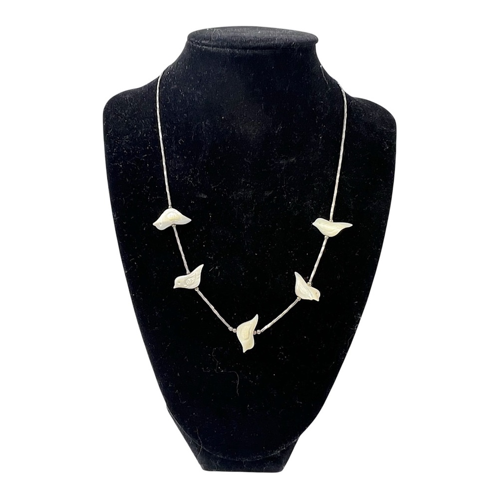 Vintage 925 Sterling Silver Chain Mother of Pearl Necklace